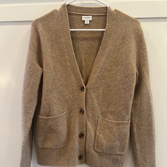 Wool blend camel tan color cardigan by J.Crew Women's size (S) small. - Picture 1 of 4